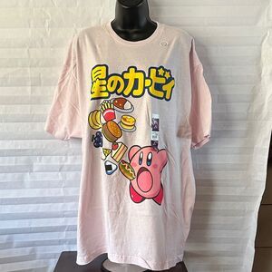 Nintendo Kirby Graphic Women’s Pink T-Shirt Size 2XL Short Sleeve Gamer Tee Cute